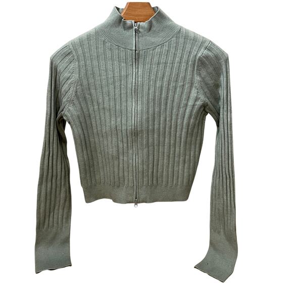 Wild Fable Women's Slate Blue Fitted Zip-Up Cardigan - Size Small - NWT - Picture 1 of 9